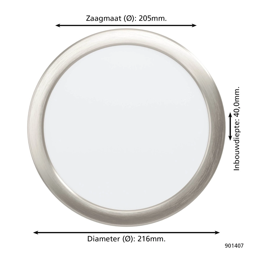 Einbaulampe Fueva 6 rund – Edelstahl – Ø 21,6 cm Eglo 9008606330867