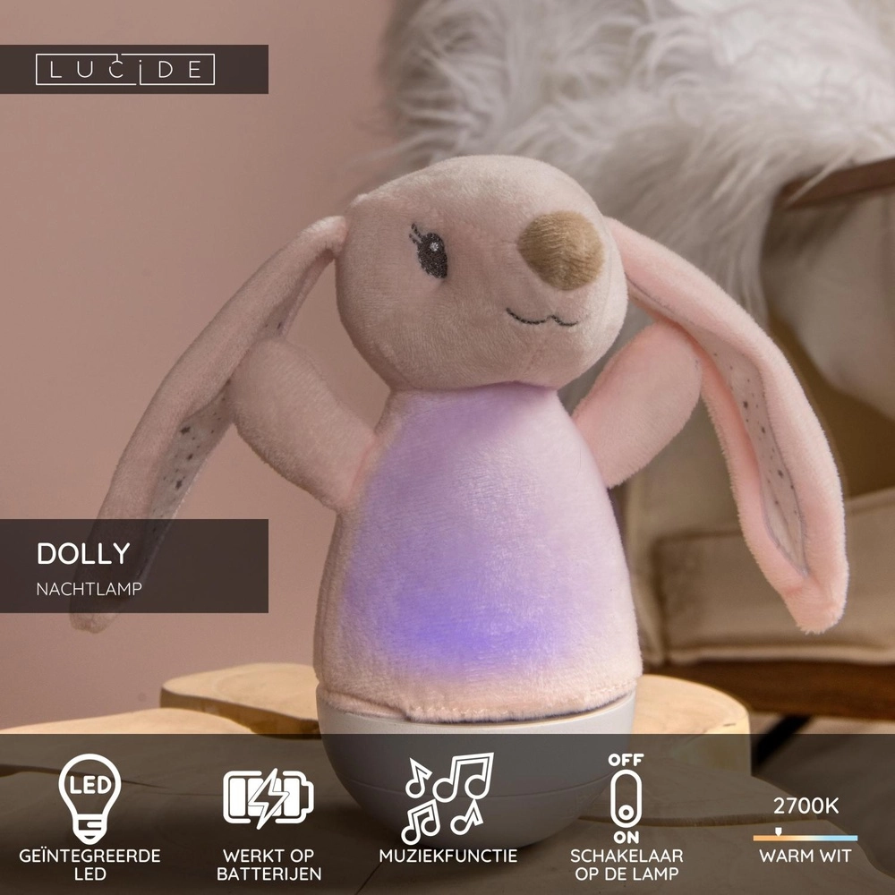 Nachtlicht Dolly Auf Akku mit Musikfunktion – Pink Lucide 5411212771476