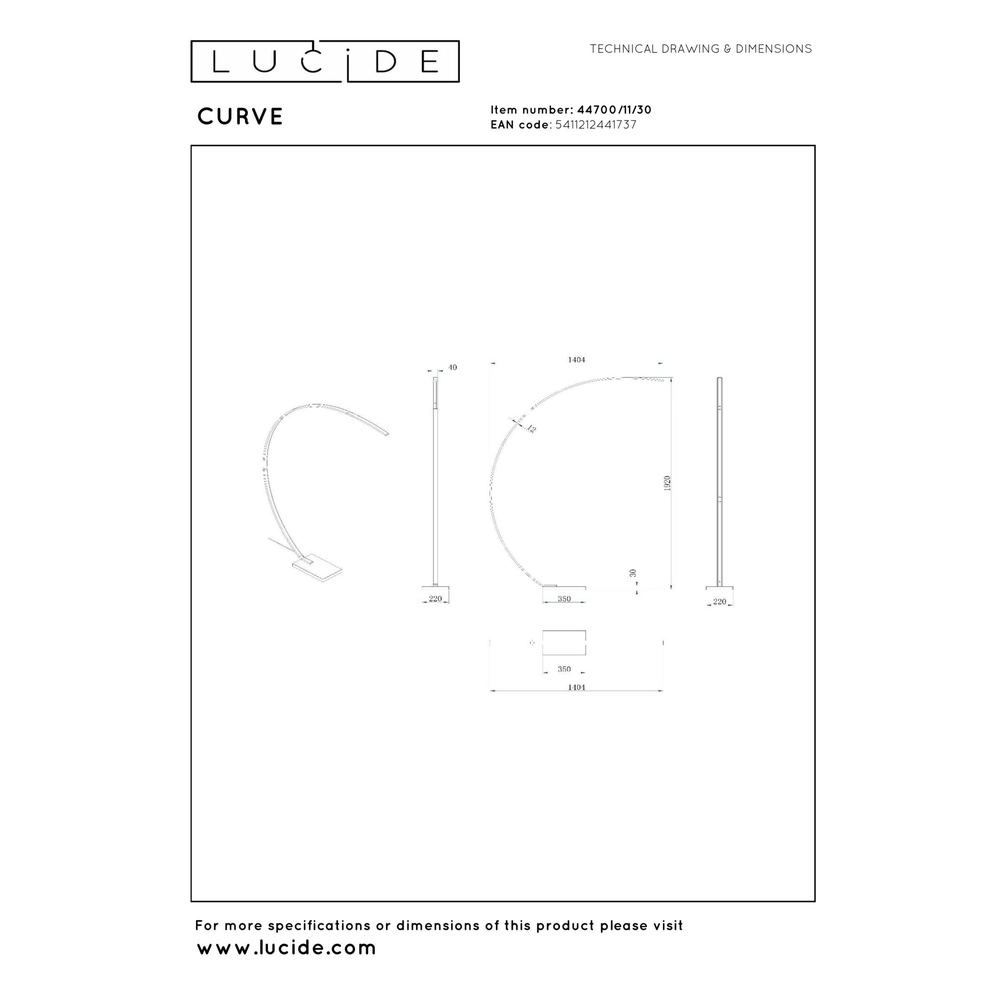 Design-Bogenlampe Curve Schwarz Lucide 5411212441737