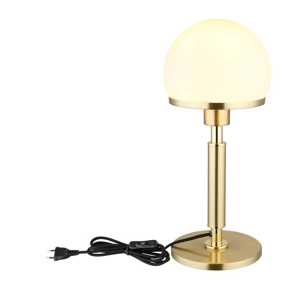 Tischlampe Haku Gold mit weißem Glas Globo 9007371450312