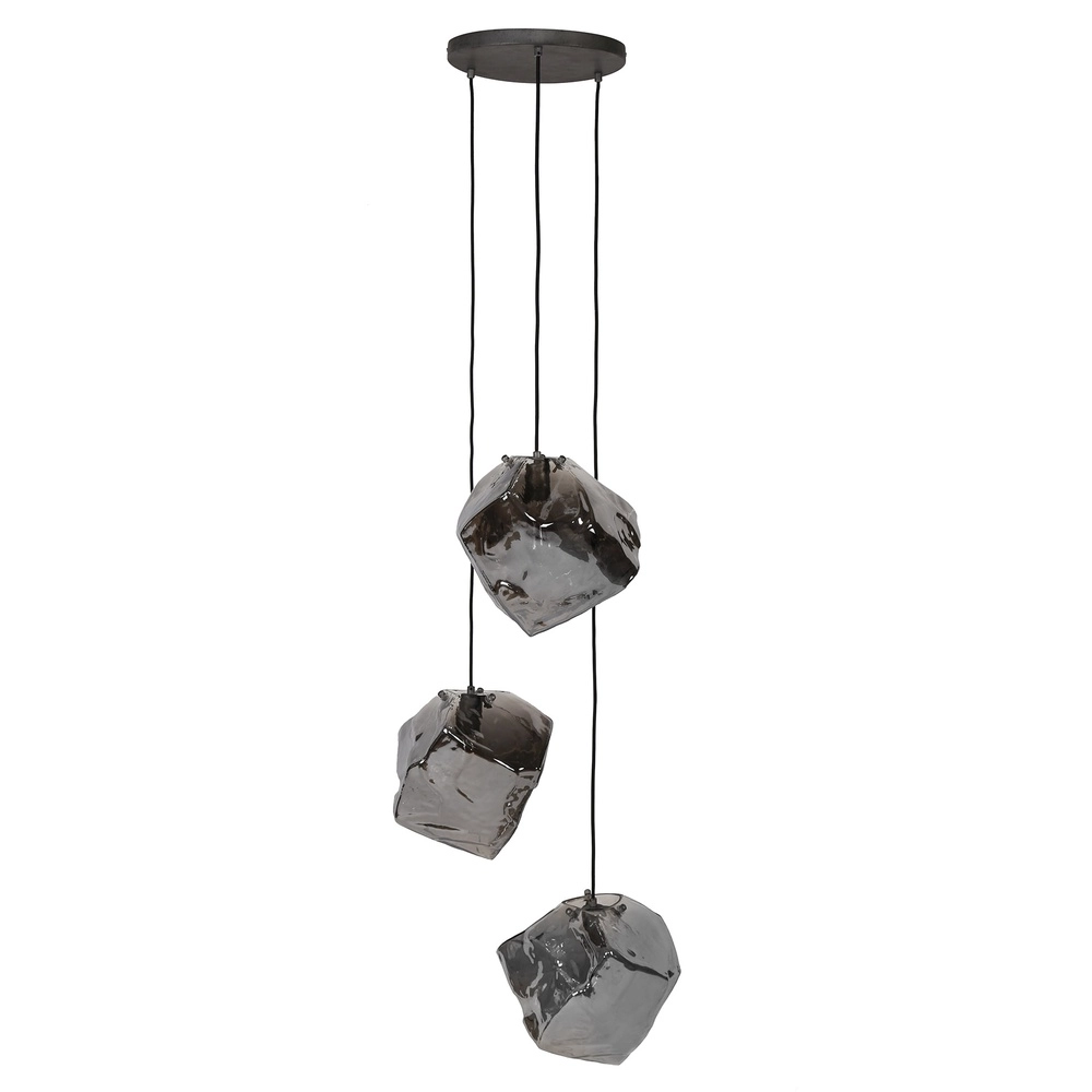 Moderne Pendellampe Rock 3-Licht – Chromglas Lyora 8716803511408