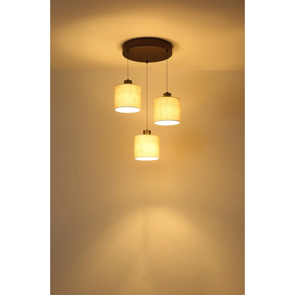Gunmetal-Pendellampe Thea 3-Leicht-Patrone Globo 9007371586042