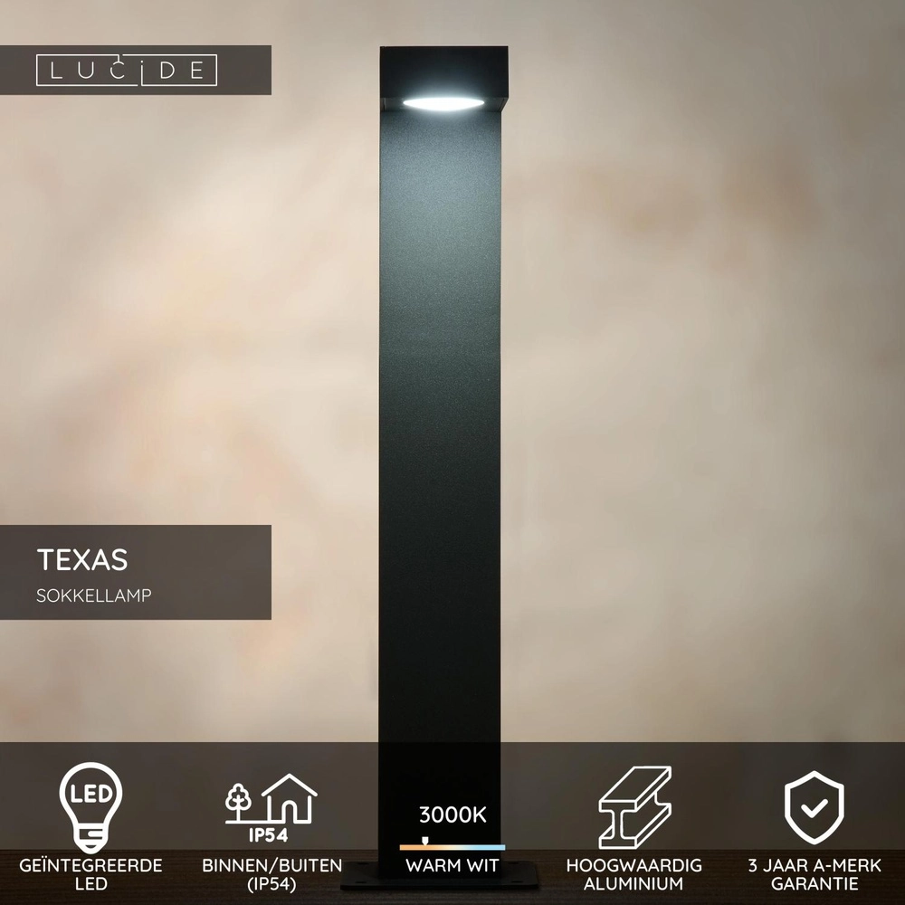 Sockellampe Texas 40 cm Anthrazit Lucide 5411212280466