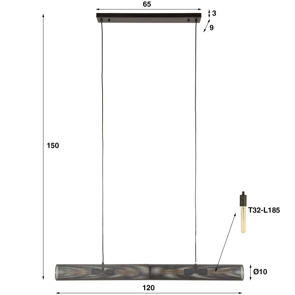 Rohr-Pendellampe Tube 4-Licht – arktisch schwarz Lyora 8716803511552