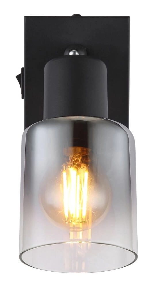 Schwarze Wandlampe Hubertus mit Schalter Globo 9007371446018