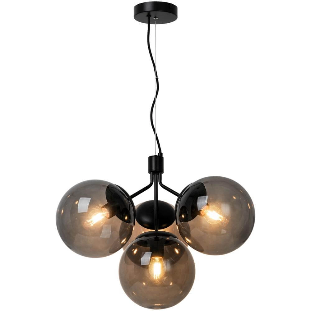 4-flammige Pendelleuchte Ivona schwarz mit Rauchglas Nordlux 5704924005312
