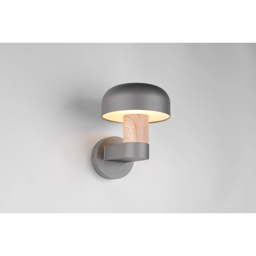 Wandleuchte Fraser Grau mit Holz Trio 4017807648560