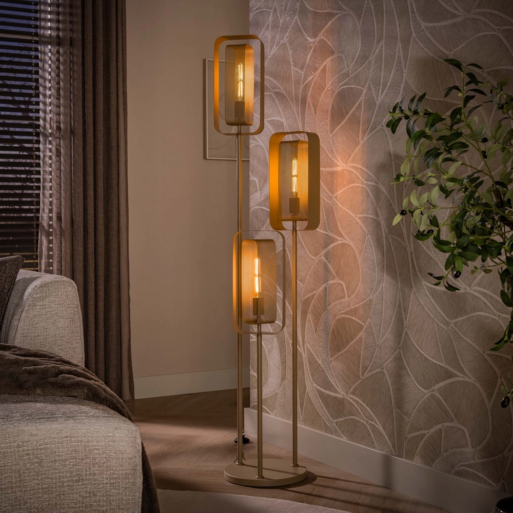 Einzigartige Stehlampe Mesh Sandbraun