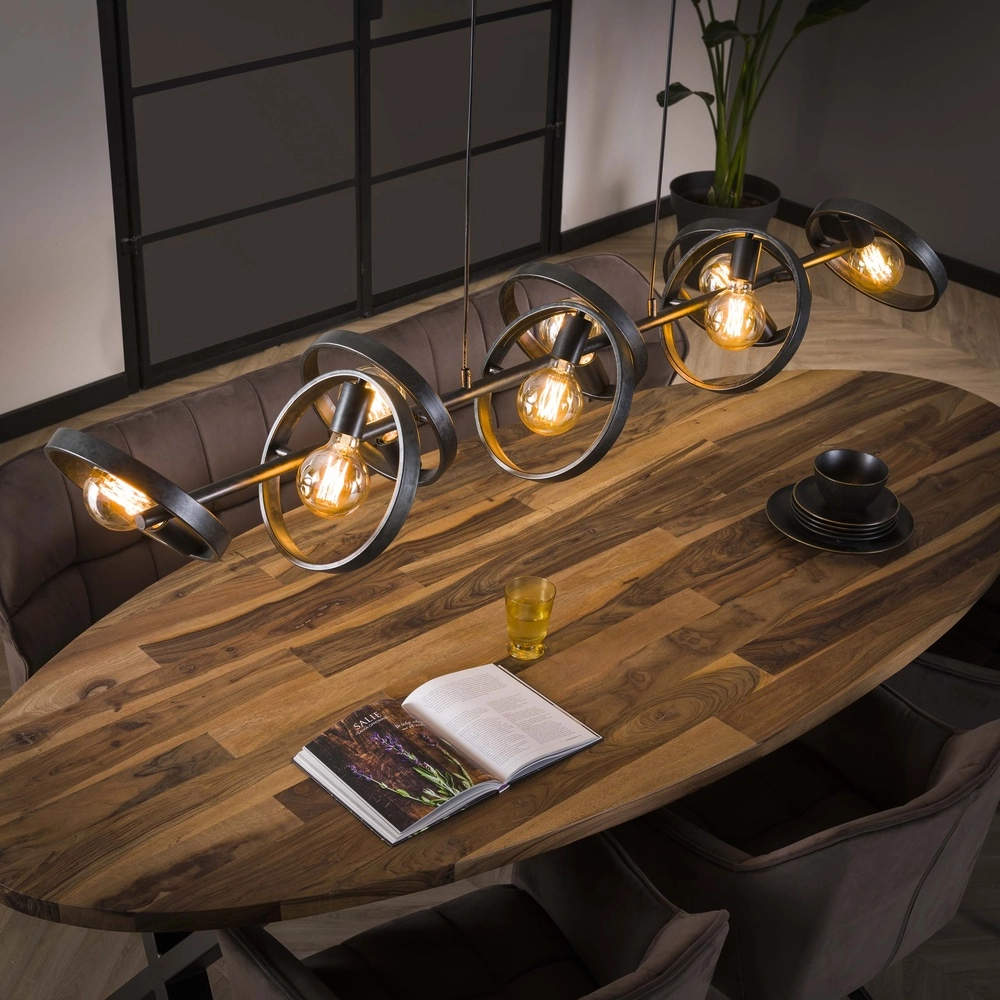 8-Ringe-Pendellicht-Esstisch Hover Holzkohle – Ø 26 cm Lyora 8716803513389