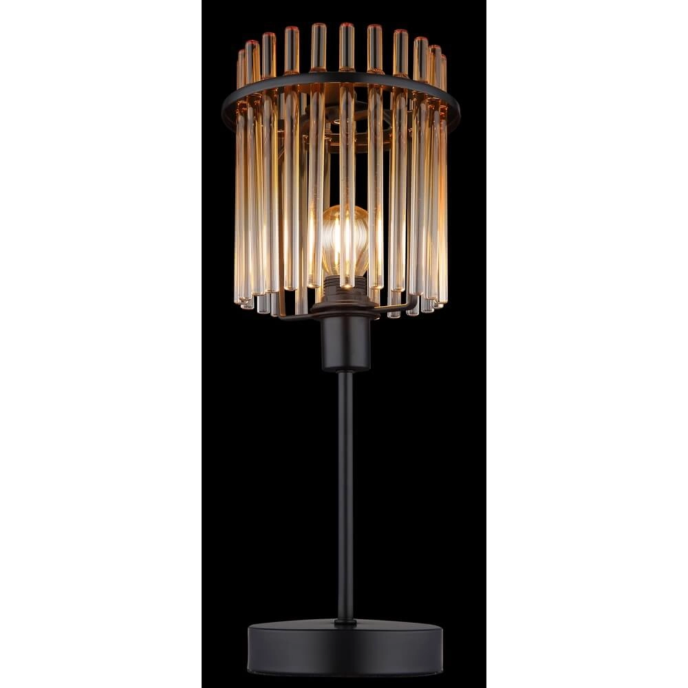 Schwarze Tischleuchte Gorley mit Braunglas Ø 15cm Globo 9007371474981