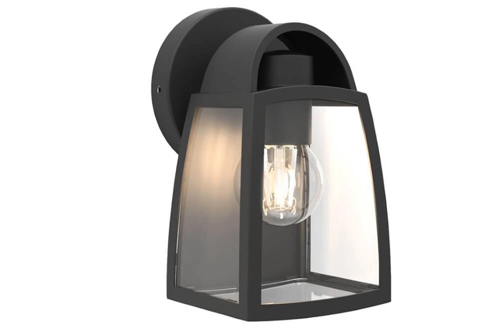 Wandlampe Kelsey schwarz mit klarem Glas