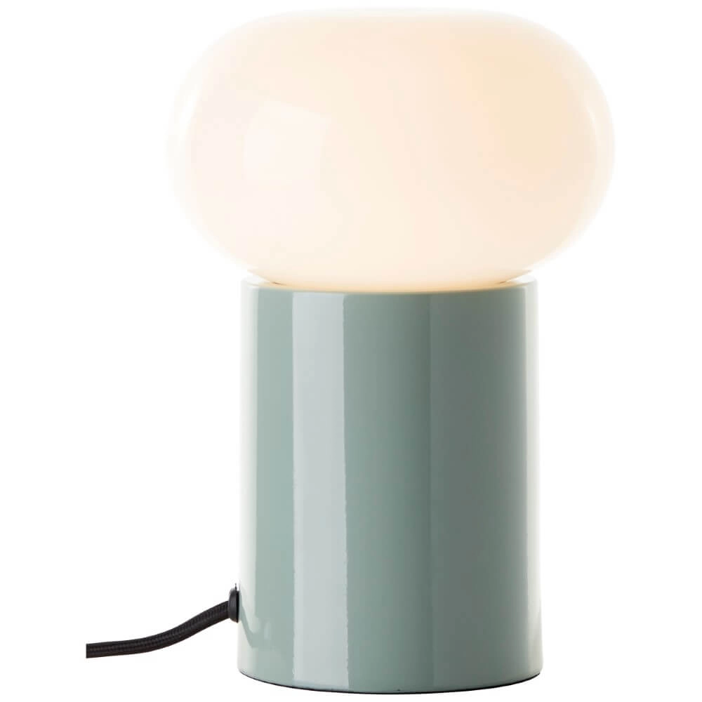 Grüne Tischlampe Knut mit weißem Glas Brilliant 4004353430176