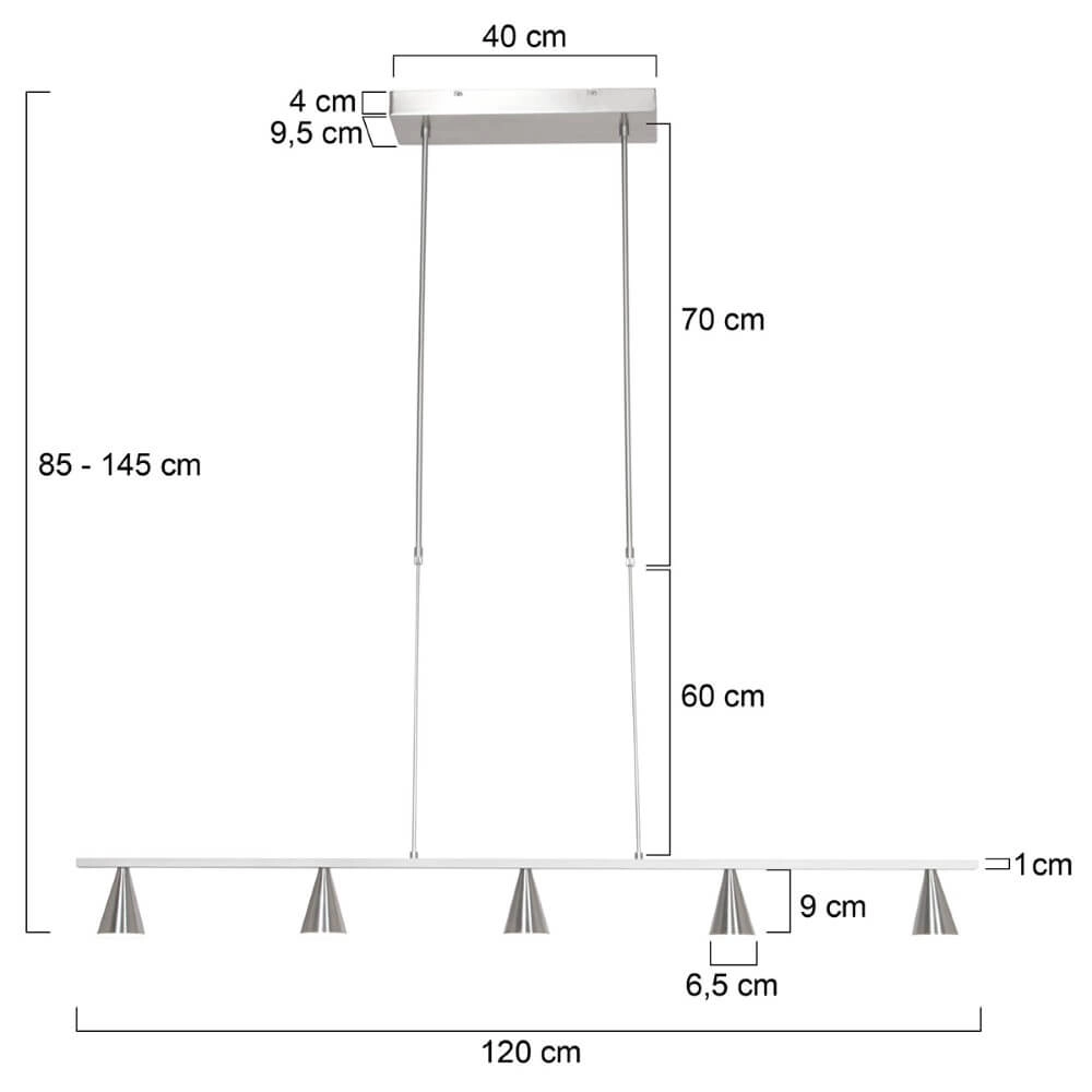 Design-Hängelampe Vortex 120 cm – Edelstahl Steinhauer 8712746135459