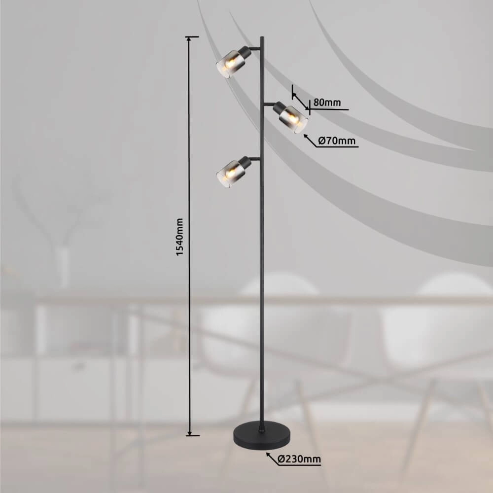 Stehlampe Hubertus mit Rauchglas Globo 9007371458011