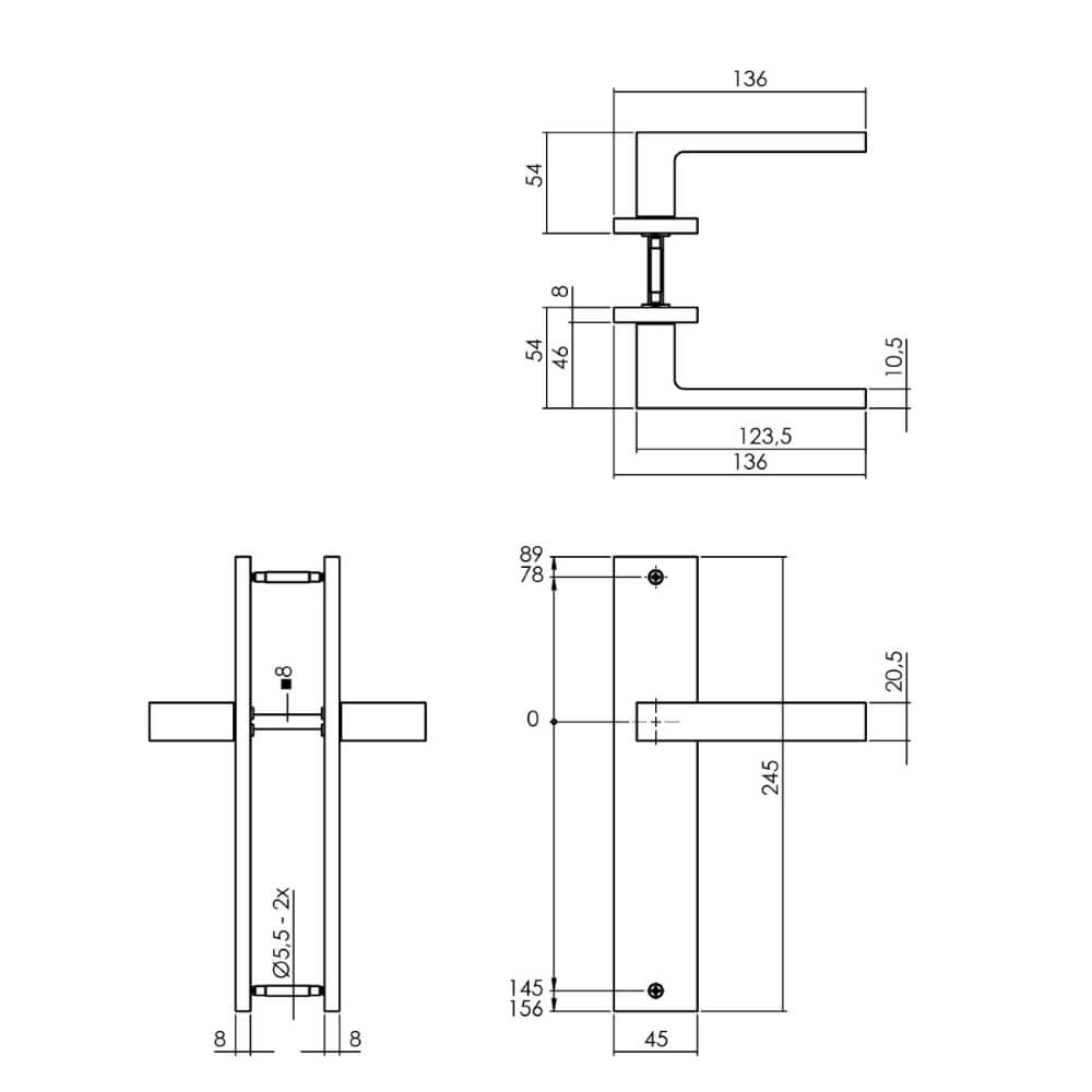 Türklinke Hera Blindes Messing Intersteel 8714186558089