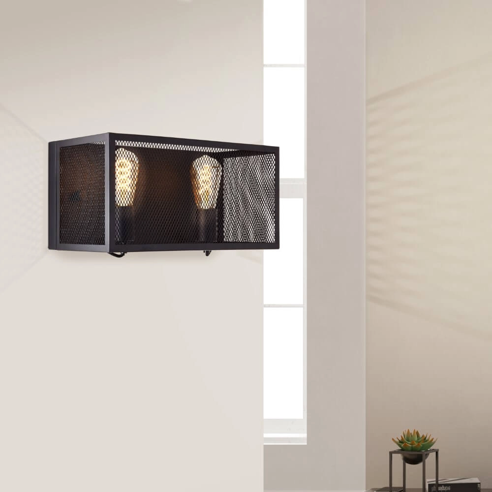 Quadratische Wandleuchte Maze 2x E27 schwarz Brilliant 4004353409509