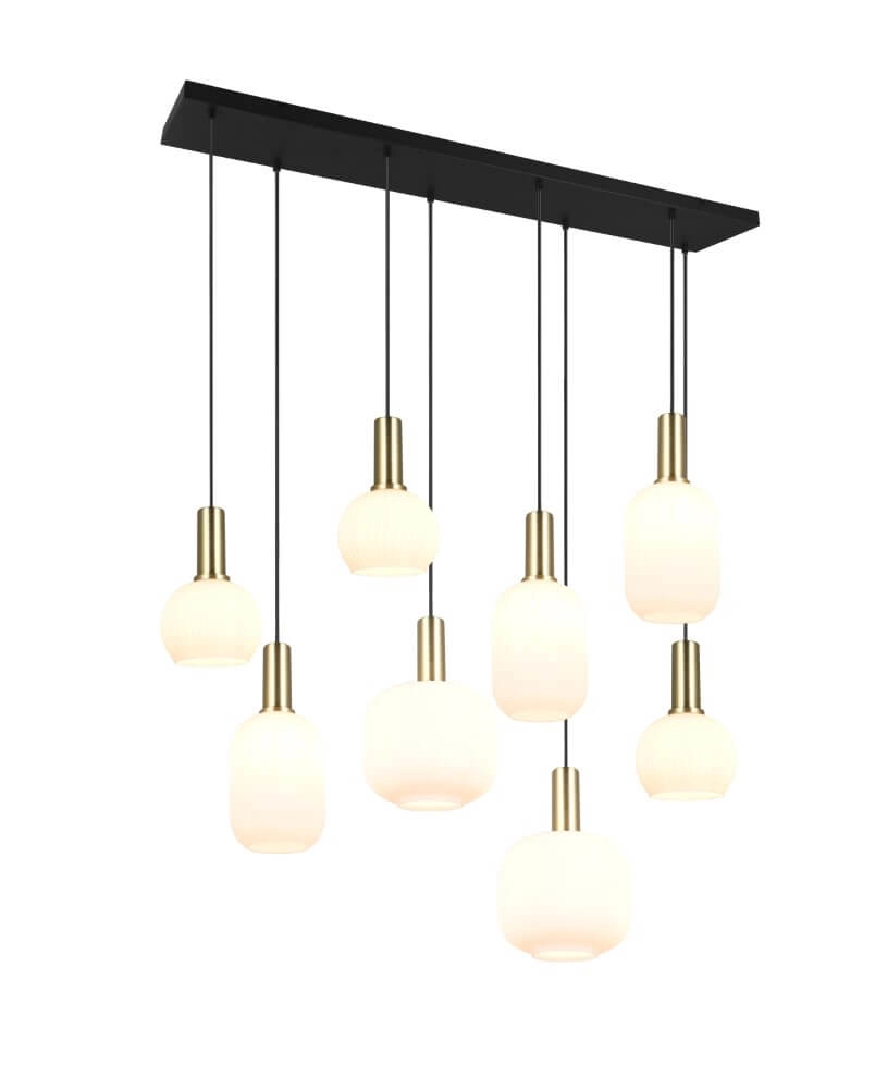 Hängelampe für das Esszimmer Diva 8-flammig – weißes Glas Trio 4017807614527