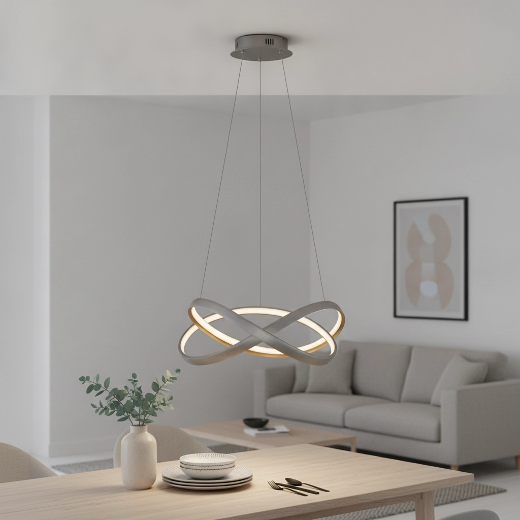 Design-Pendelleuchte Odrey silbergrau mit gold