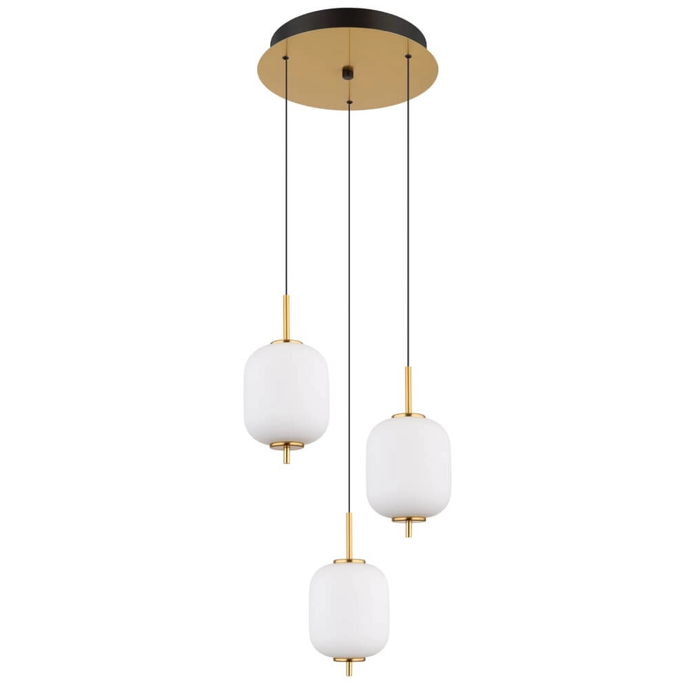 Goldene Pendelleuchte Ewald 3-flammiges Weißglas Ø 37,5cm Globo 9007371446582