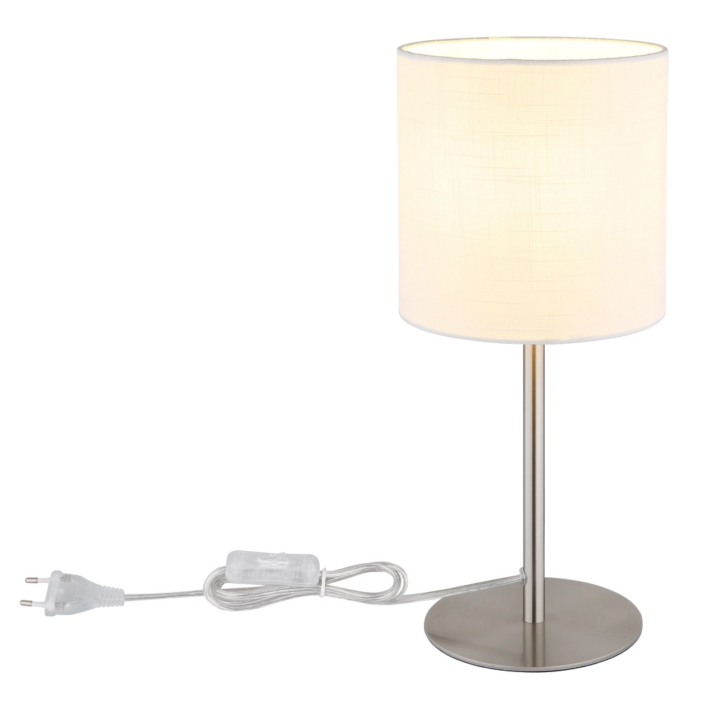 Tischlampe Benson Nickel mit weißer Kappe Globo 9007371566402