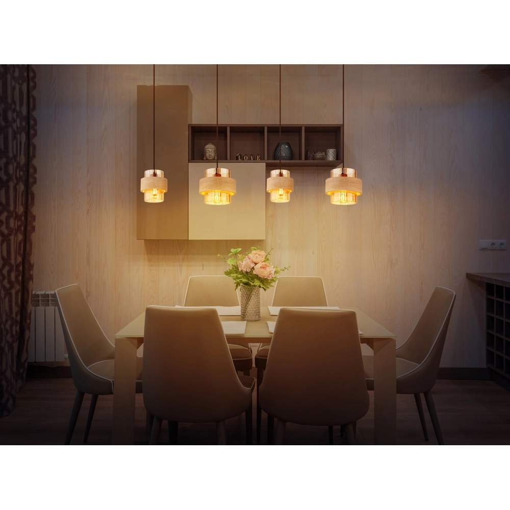 4-Licht Pendellampe Daren Schwarz mit Marmor Globo 9007371592654