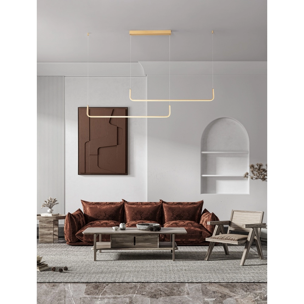 Schlanke Pendelleuchte Strita Gold Doppel 3000K Lyora 5212017448408