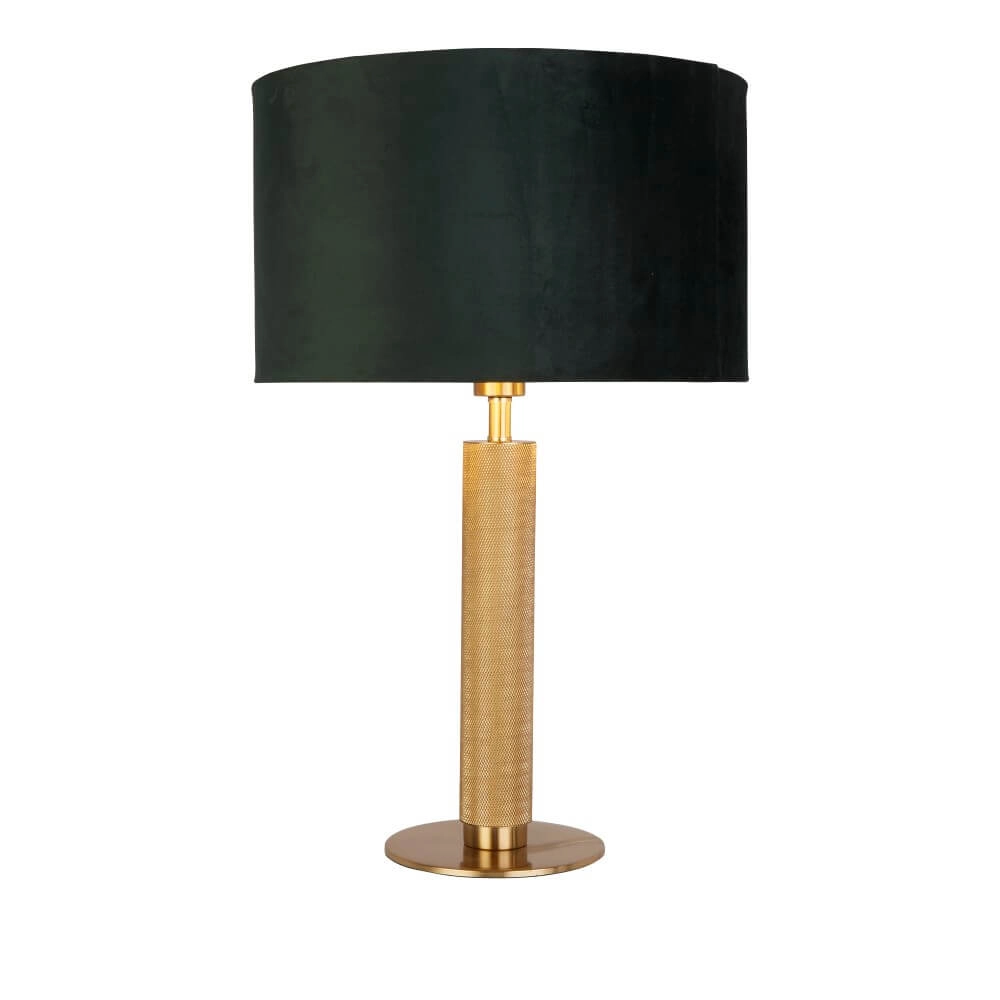 Goldene Tischlampe London mit grüner Haube Searchlight 5053423248400
