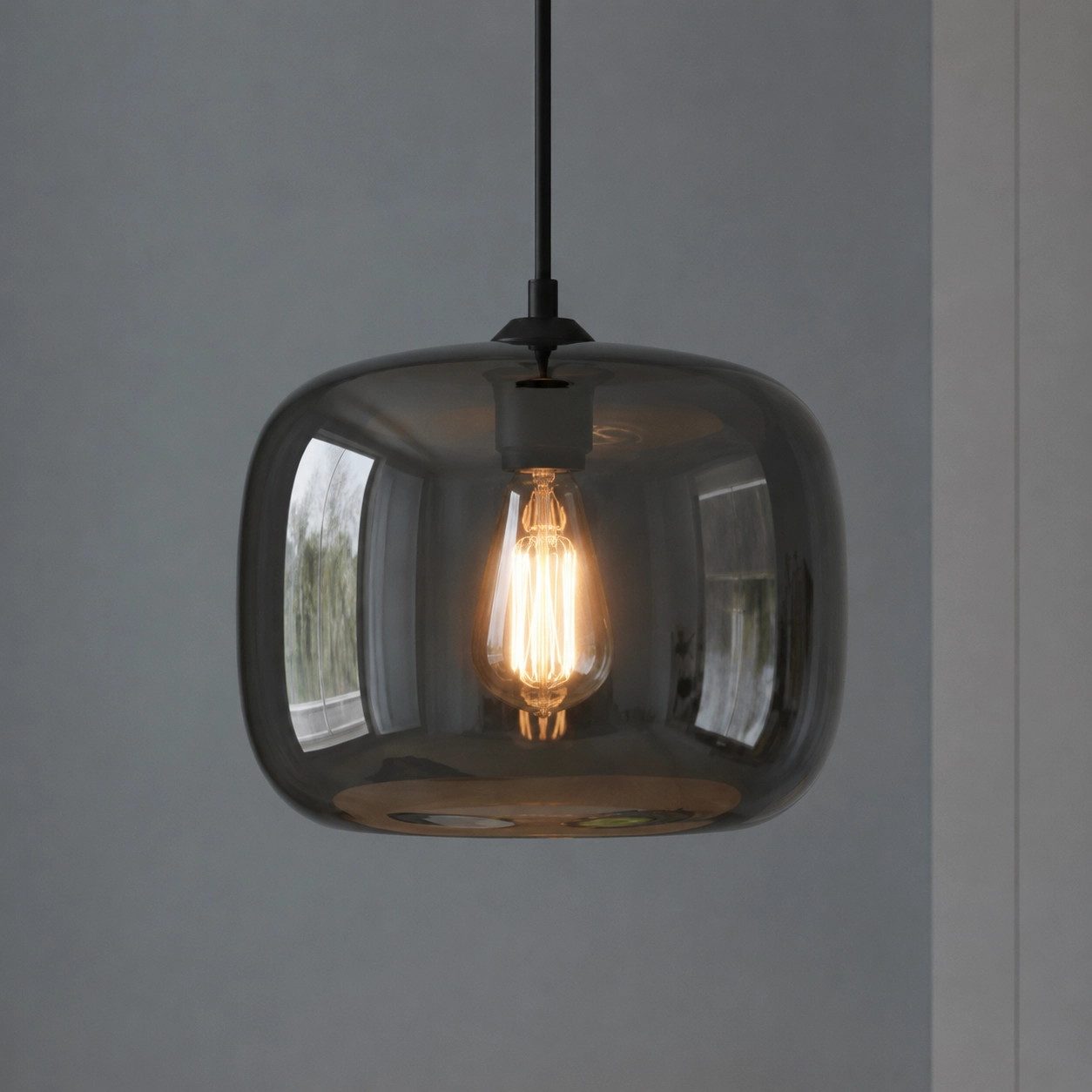 Hängelampe Preston graues Glas Ø 28cm