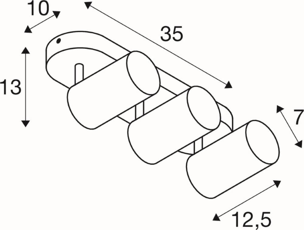 3-flammiger Aufbaustrahler Asto Tube schwarz - 3x GU10 SLV 4024163266130