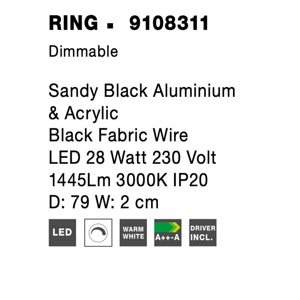 Stehlampe Ring schwarz Ø 79cm Lyora 5212017424266