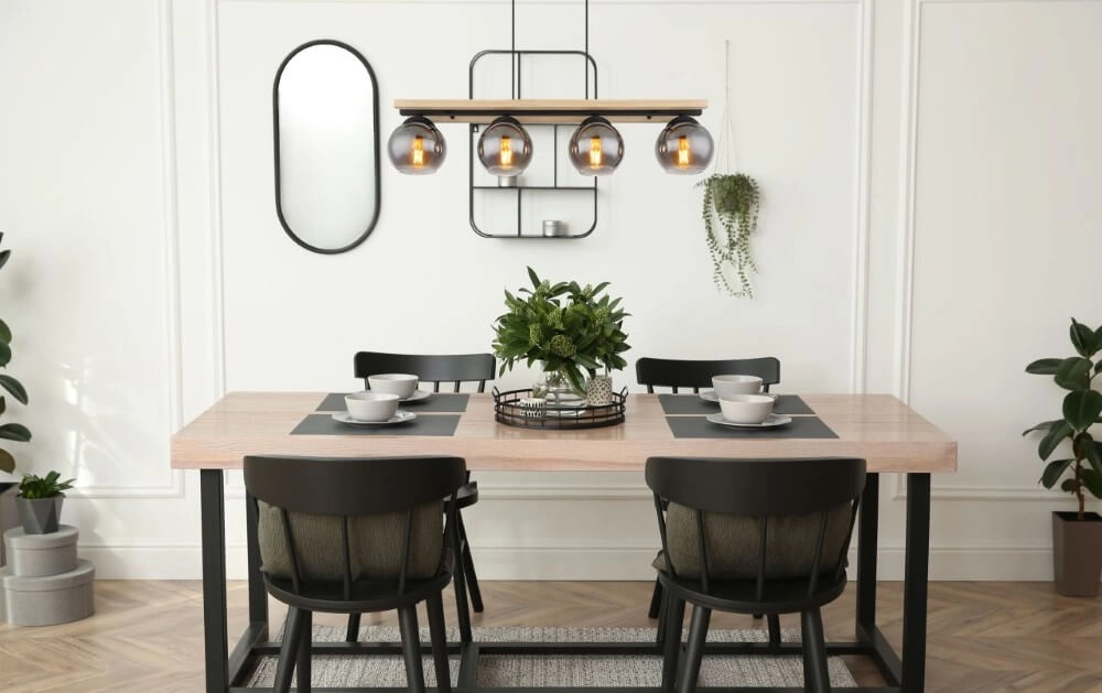 Design-Hängelampe Conni Holz 4-flammig Globo 9007371444236