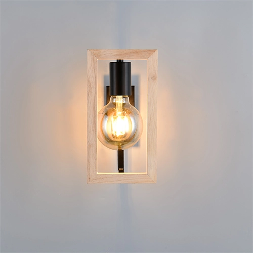 Design-Wandlampe Bano Schwarz mit Holz Trio 4017807670899