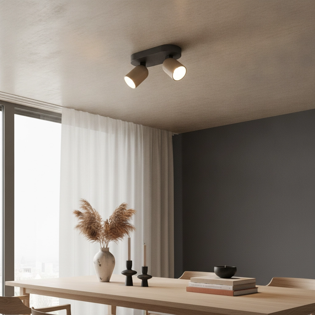Deckenlampe Houston 2-helles Schwarz mit Champagner