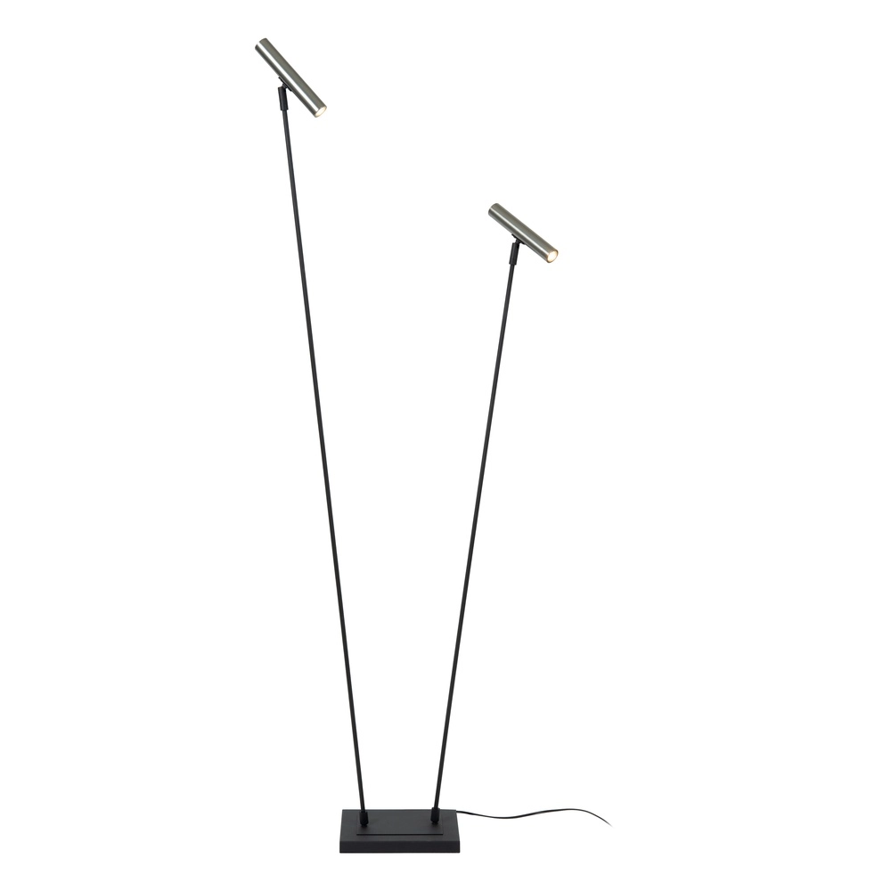 2-Licht Stehlampe Duarte Schwarz mit Metallgrau Lucide Vibes 5411212032195