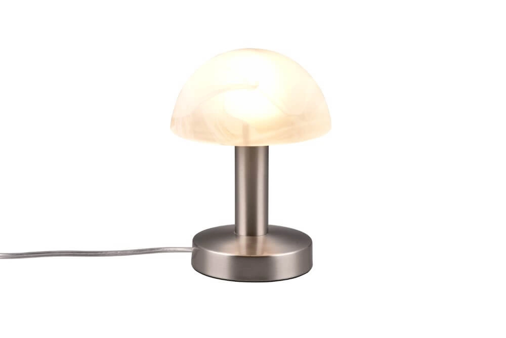 Tischlampe Fynn Ii Nickel mit weißem Glas