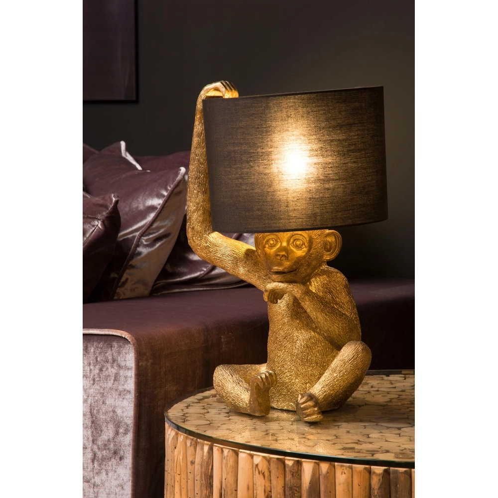 Tischlampe Extravaganza Chimp Affe Schwarz mit Gold Lucide 5411212105325