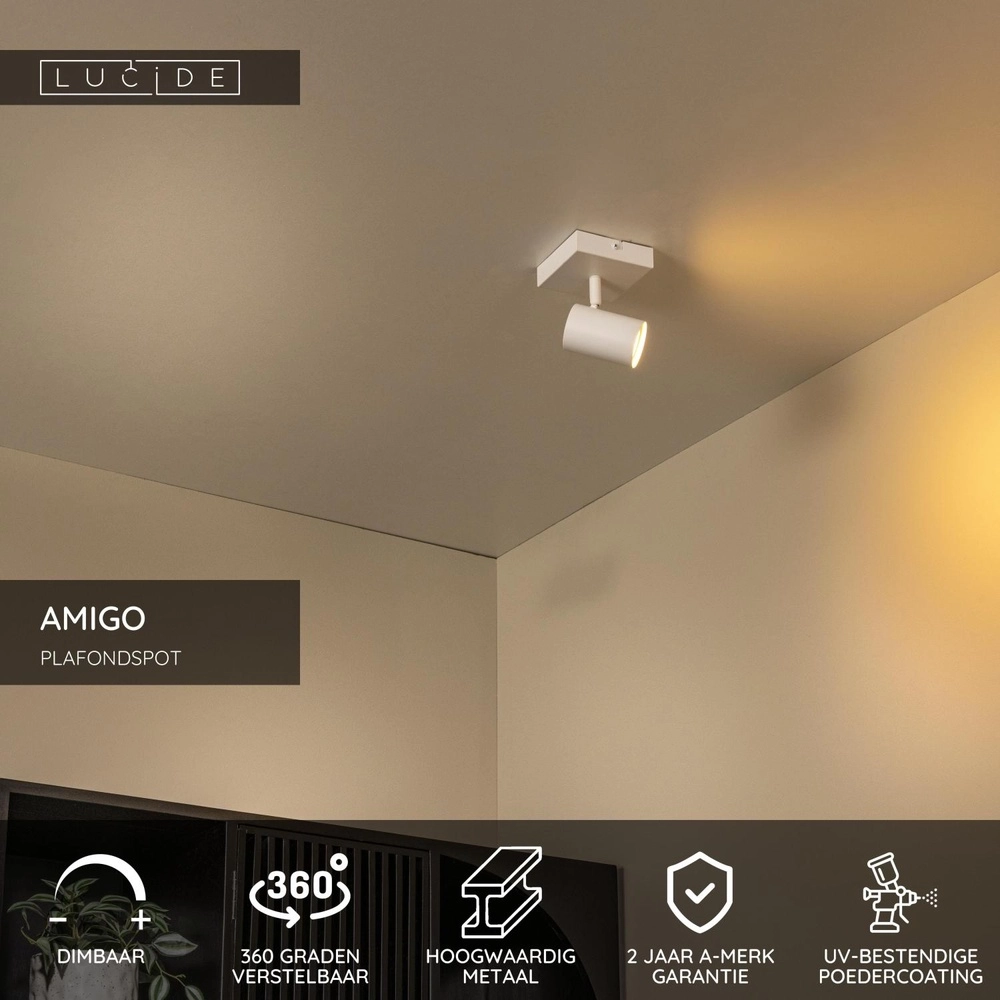 Deckenlampe Amigo Nur weiß Lucide 5411212531148