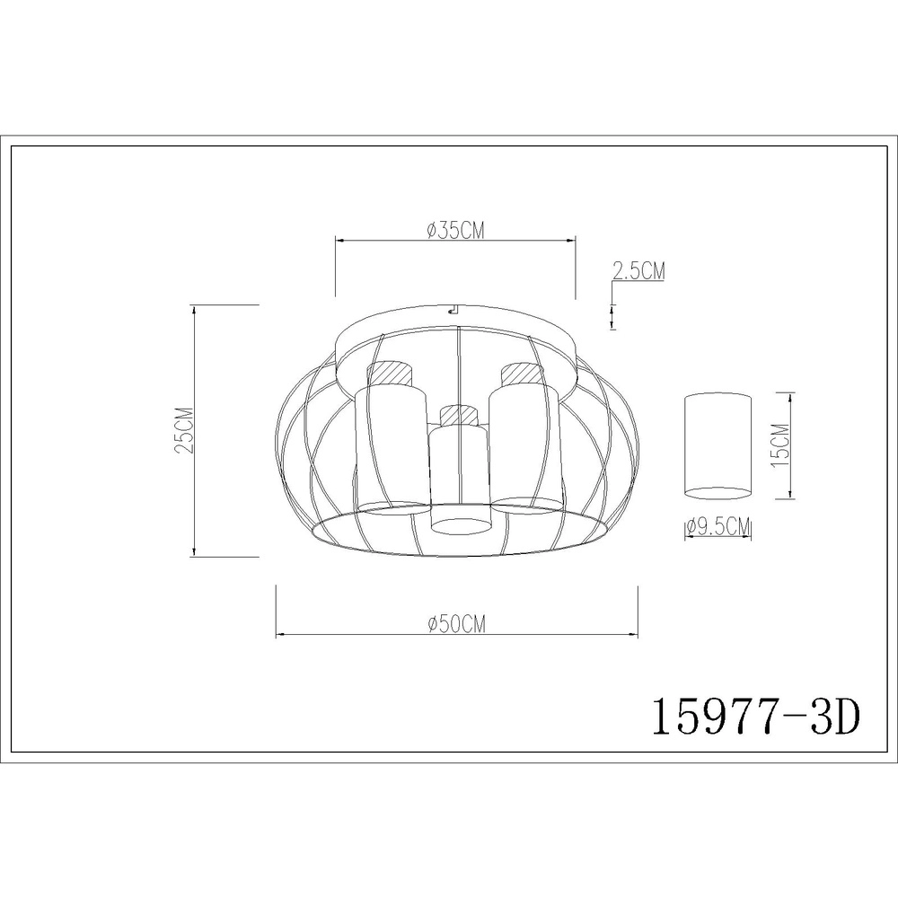 Deckenlampe Rowena 3-Licht Schwarz Globo 9007371589982