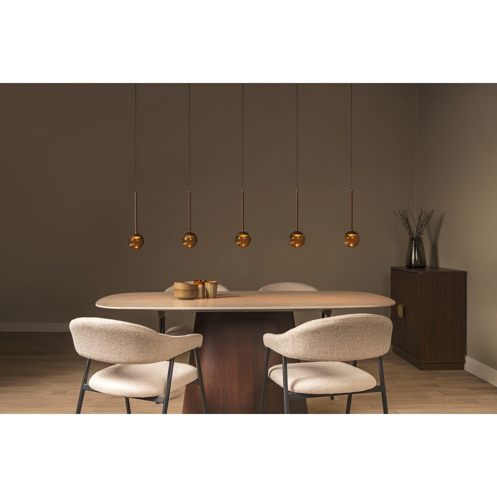 5-Licht Pendellampe Calina mit bernsteinfarbenen Kugeln Premium by Lucide 5411212242143