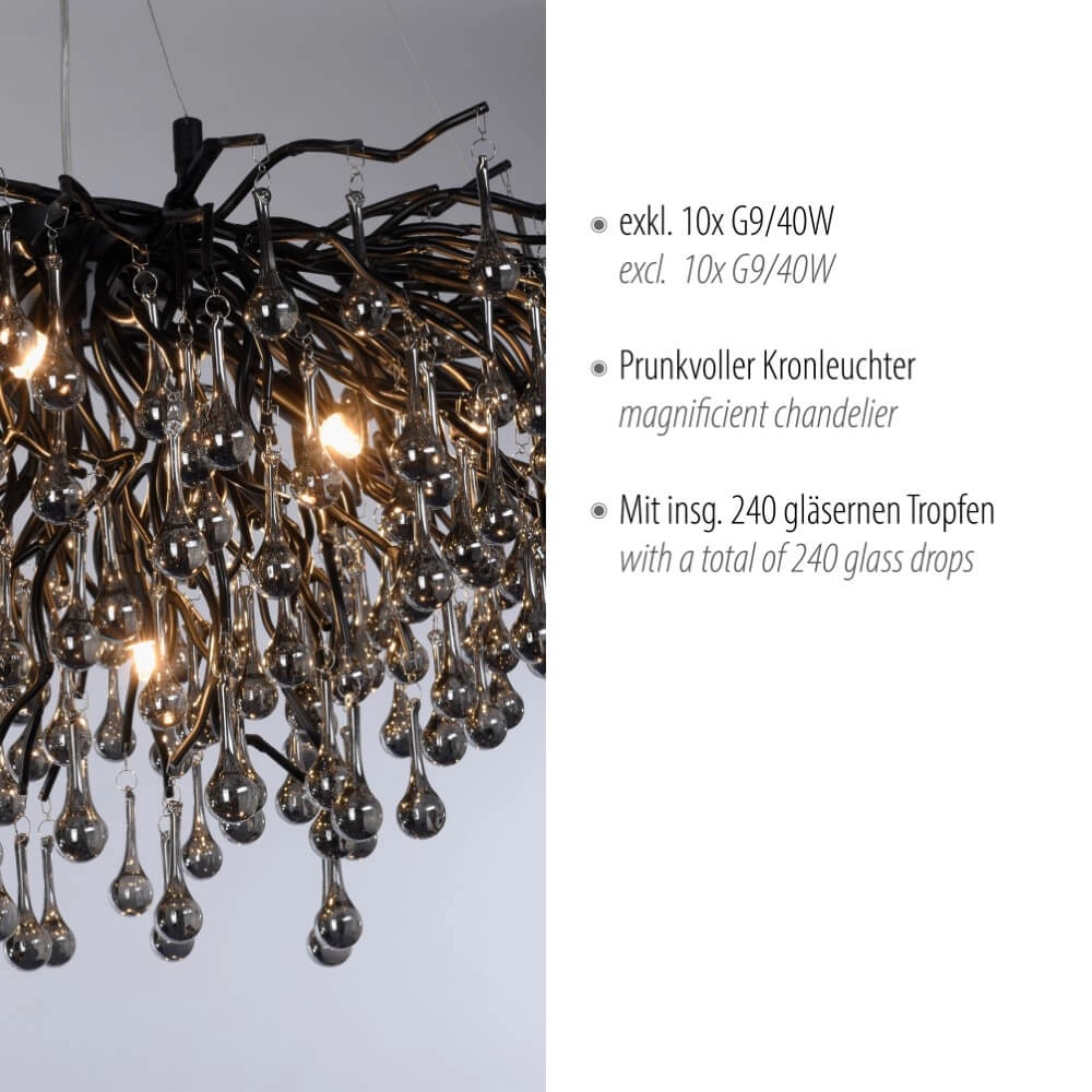 Einzigartiger Kronleuchter Icicle Schwarz Paul Neuhaus 4012248377567