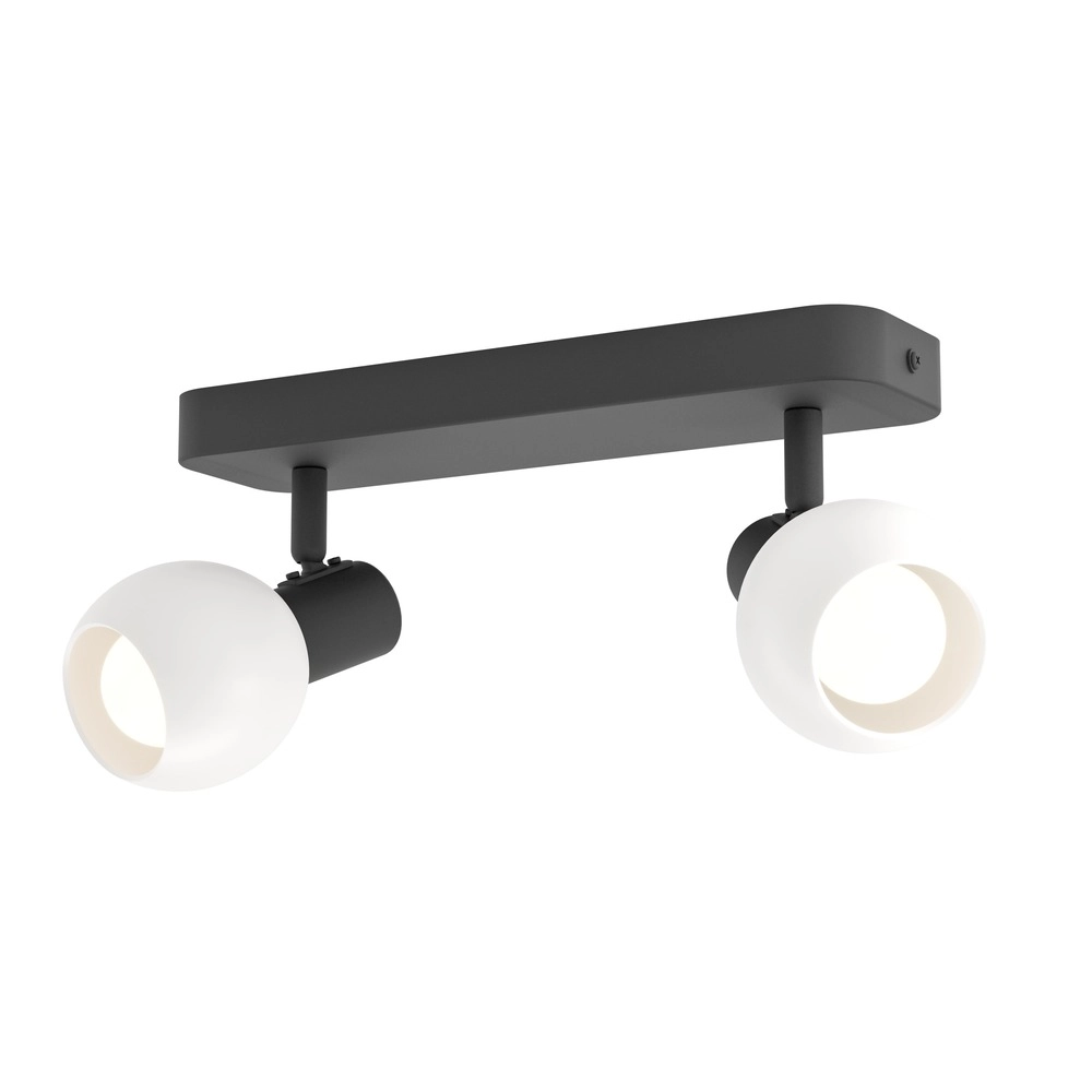 Deckenlampe Castellazo 2-Licht Schwarz mit weißem Glas