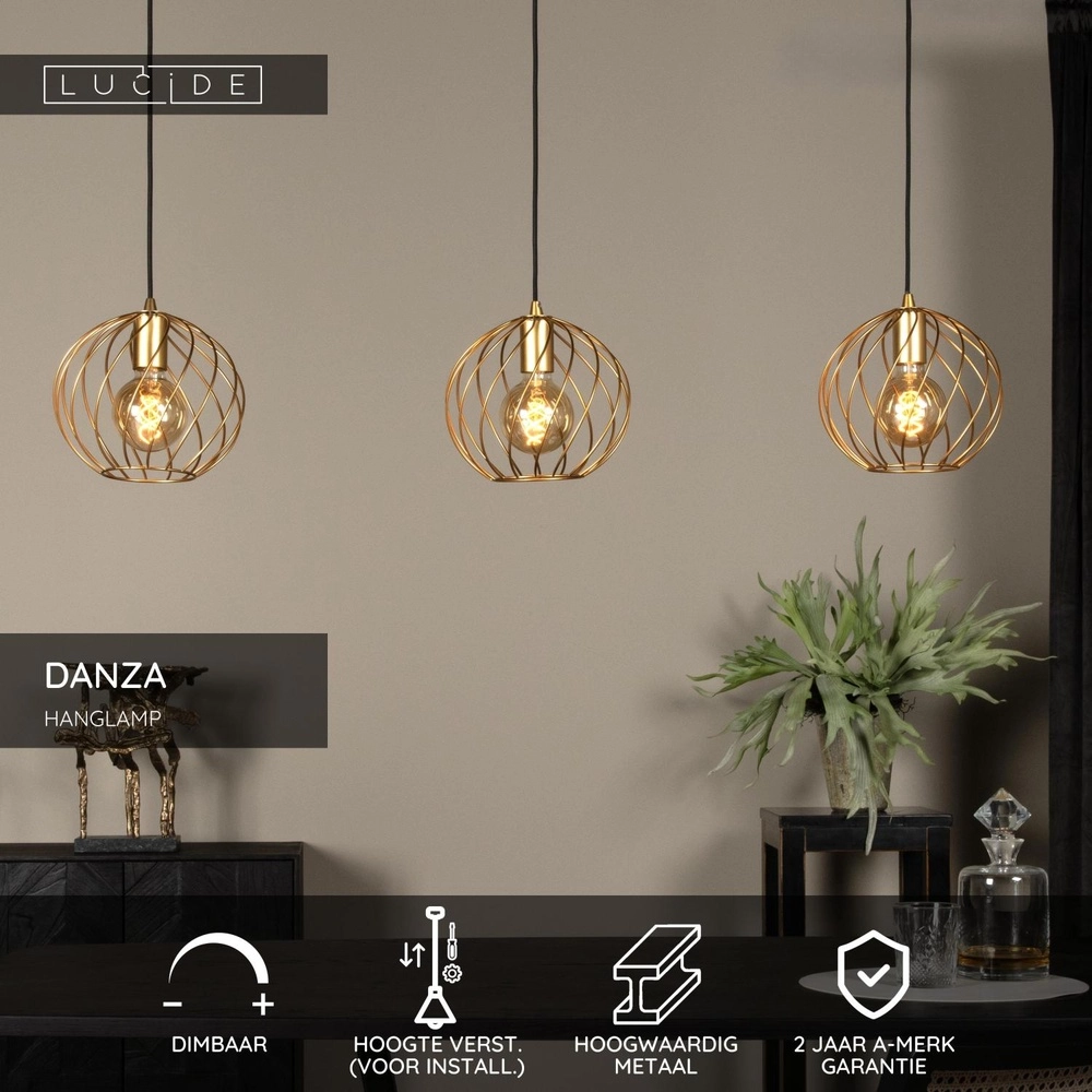 3-Licht Pendellampe Danza Gold Lucide 5411212211545