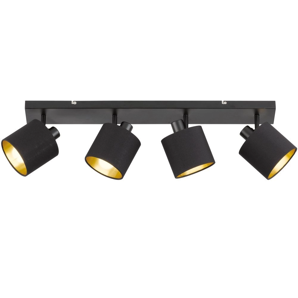 Deckenstrahler Tommy 4 Lichtschwarz mit gold