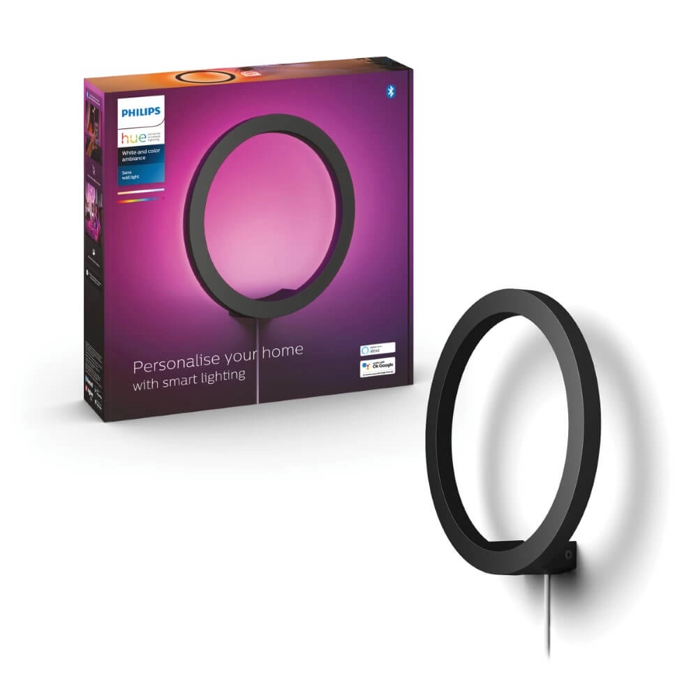 Wandleuchte Circle Hue Sana - White and Color Schwarz Philips 8719514343382