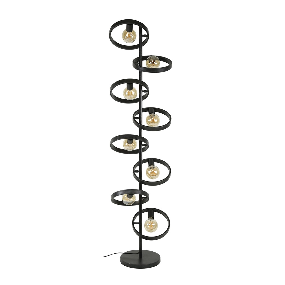 Ring-Stehlampe Hover 160 cm – 8x E27 – Holzkohle Lyora 8716803513327