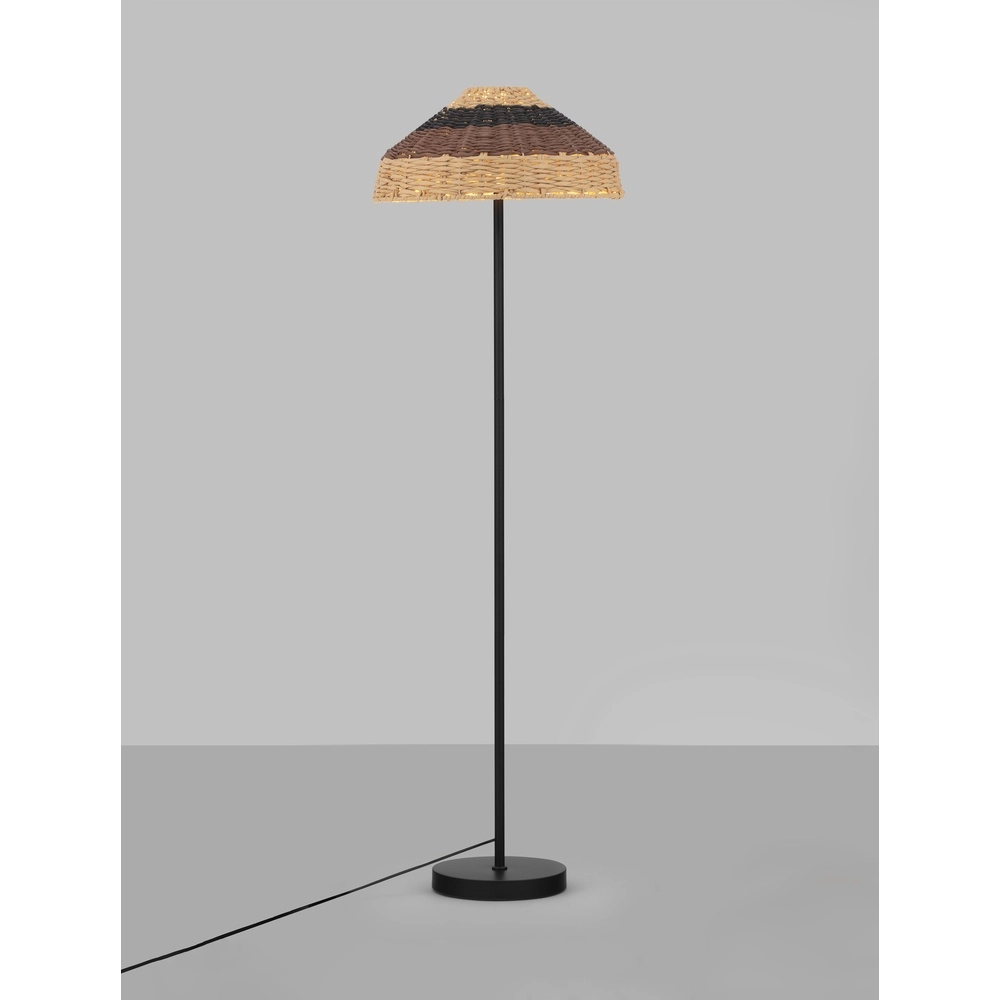 Stehlampe Caro Schwarz und Rattan Lyora 5212017453013