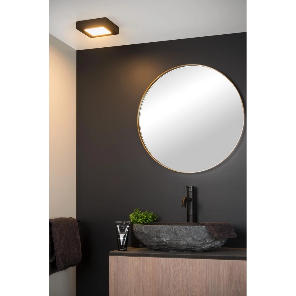 Deckenlicht Brice-Led 16,8 cm Quadrat IP44 Schwarz Lucide 5411212281258