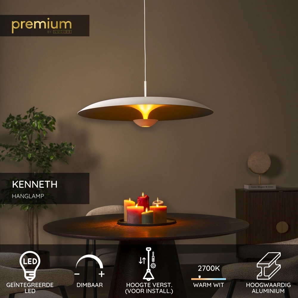 Design-Pendellampe Kenneth weiße Ø 80cm Premium by Lucide 5411212410481