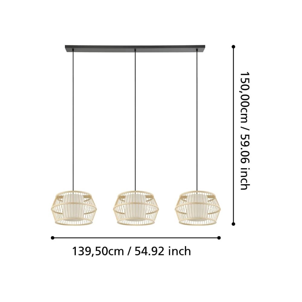 Hängelampe mit 3 Leuchten Monterroso Rattan Stars of Light 9008606243396