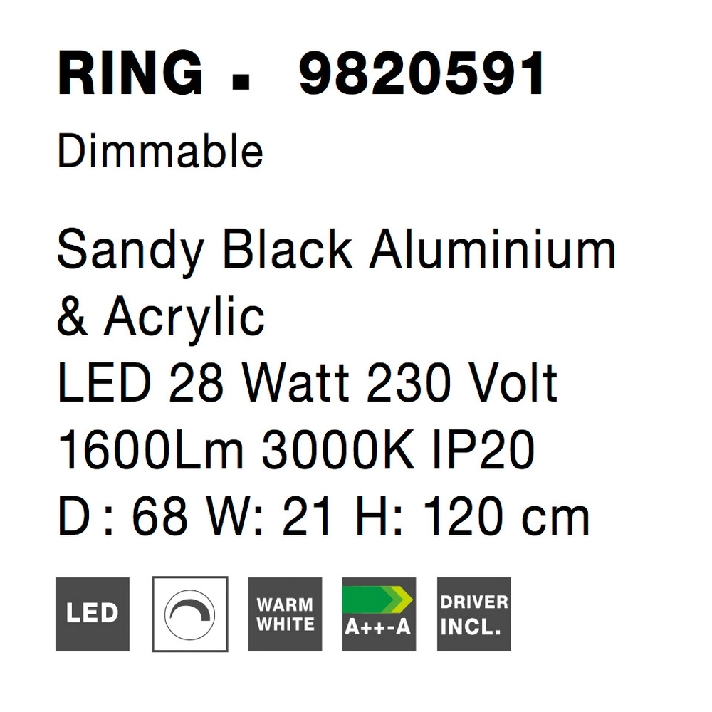 Pendelleuchte Ring schwarz Ø 68cm Lyora 5212017429315